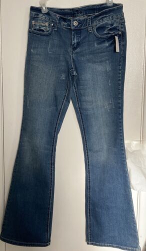 Pantalones de mezclilla para mujer Bell Bottom Z Co premium talla 11 junior azul angustiado - Imagen 1 de 15