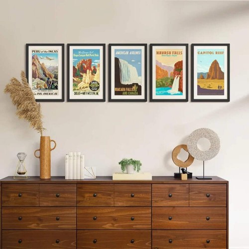 Set of 5 Black 11x17 Picture Frames for 9x15 with Mat or 11x17 Without Mat Wall - Picture 2 of 6
