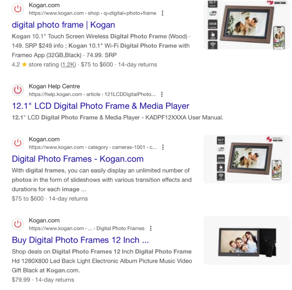 12.1” Digital Photo/Movies/Music Screen Frame New Unused Kogan - Image 2 of 4