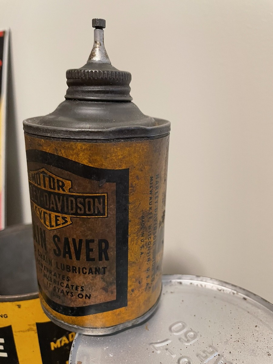 VINTAGE HARLEY DAVIDSON MOTOR 8 OZ OIL CONE TOP TIN FULL