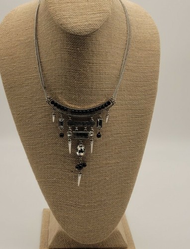 XX COOL Ethel & Myrtle Black & Silver Bold Statement Necklace Earring Set Lot - Picture 6 of 6