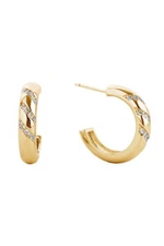 Do Everything in Love 14K Gold/White Gold Dipped Post Hoop Cz Paved Earrings