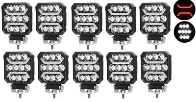 10x LED Travail Projecteur Lampe Blanc Lumière Rouge 12v 24v Norme E 6500K Slim - Photo 1/4
