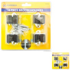 4PC MOP BROOM HOLDER BROOM HANGER SPRING CLIPS WALL MOUNTED WITH SCREWS GARAGE