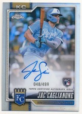 JAC CAGLIANONE 2026 TOPPS CHROME RC REFRACTOR AUTOGRAPH ROYALS AUTO SP #048/499