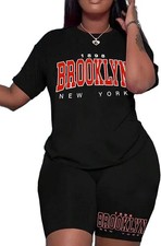 Hilinker Womens 2 Piece Outfits Short XX-Large, Black Red Brooklyn 1898