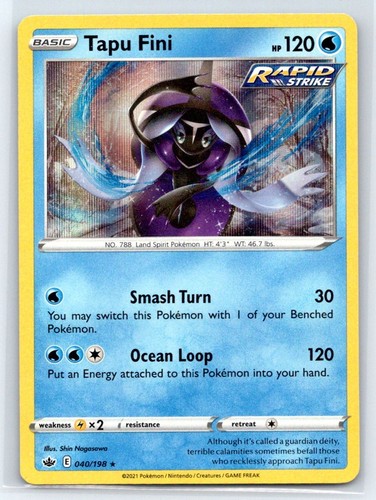 SWSH06: Chilling Reign #040/198 Tapu Fini Holo NM Pokemon