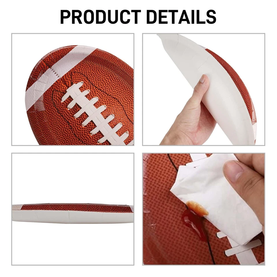 80 PIEZAS Platos de Papel Ovalados de Fútbol, Papel Desechable en Forma de Fútbol Snack Pla... Foto 3 de 4