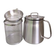 68oz Stainless Steel Oil Filter Pot with Removable Strainer – Bacon Grease Sa...