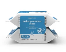 Amazon Basics Makeup Remover Wipes – 50CT, Fragrance-Free & Gentle