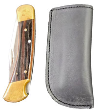 Buck 110 Leather knife sheath Classic Black Leather Handmade Pocket belt clip