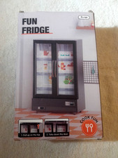 New Fun Fridge Cook Fun Dollhouse Miniature Refrigerator 5" x 7.5" Lights Music
