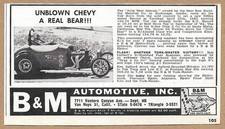 Vintage 1965 B&M Automotive Unblown Chevy Silly Bear Special Roadster Print Ad