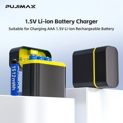 PUJIMAX 4 PCS 1.5V wiederaufladbare 1512mWh Li-Ionen AAA batterien + Ladegehäuse