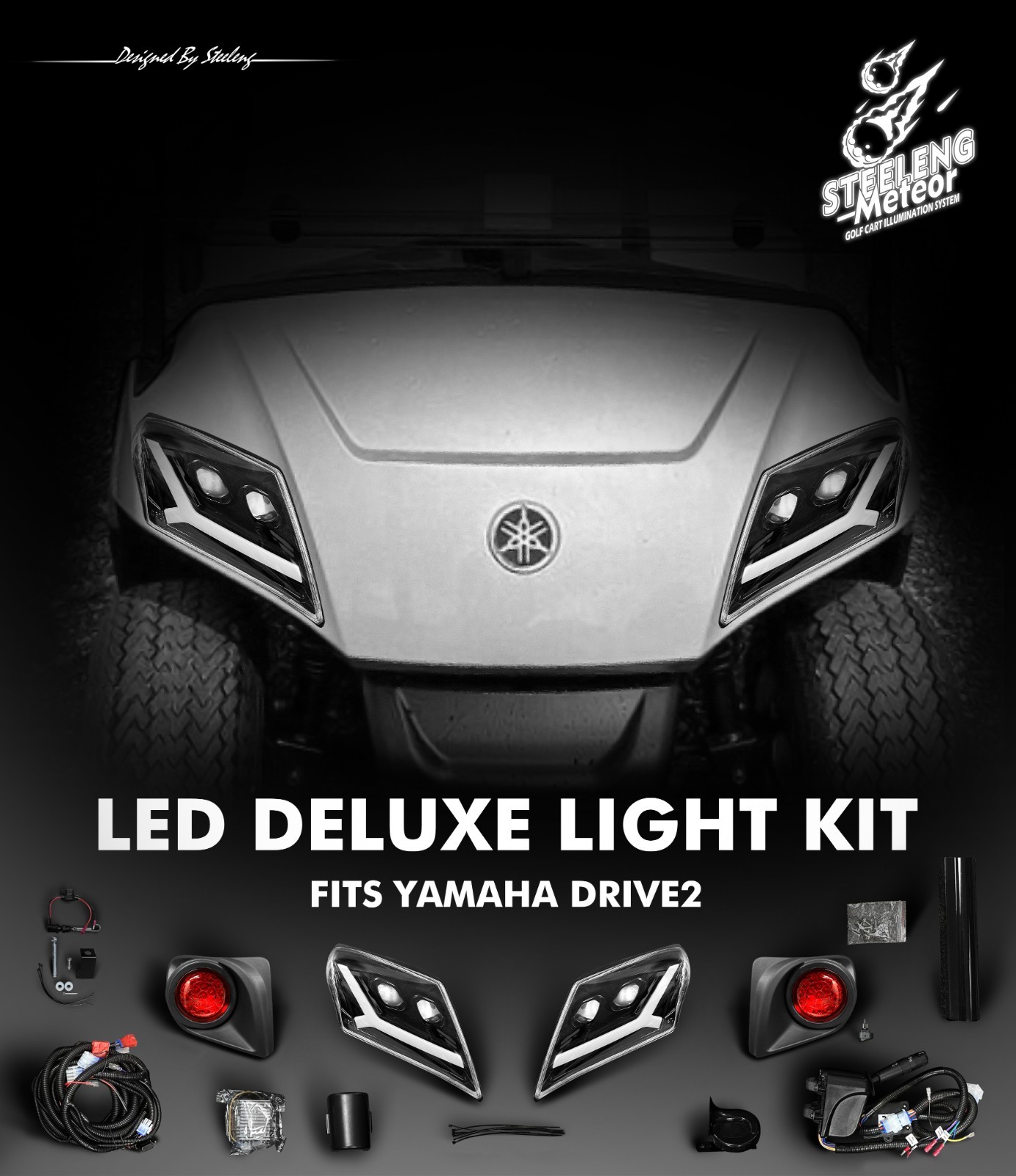 STEELENG-'METEOR' DELUXE LED Light Kit for YAMAHA The Drive2 Golf Cart  2017+