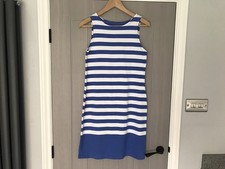 Joules Riva Dress Women’s Blue White Striped Stretch Cotton Midi Sleeveless 10