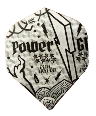 3 Dart Flights ''Phil - THE POWER - Taylor'' Schwarz/Weiß Target