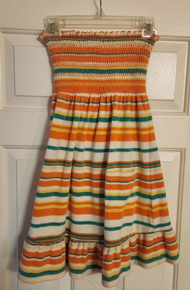 Juicy Couture Vestido Pequeño Rayas Sin Tirantes Tubo Top Terrycloth Natación Encubrimiento  Foto 2 de 4