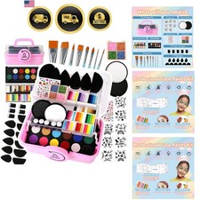Face Painting Kit Kids Adults 68 Colors Split Cake Water Based Safe Washable