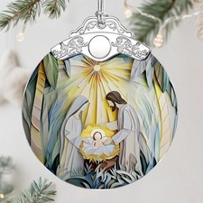 Nativity Scene Christmas Ornament, Jesus Birth Christmas Ornament, Holy Family D