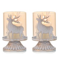 KerzenstäNder Tischdeko Hirsch Vintage Glas Windlicht Weihnachten 2 StüCk