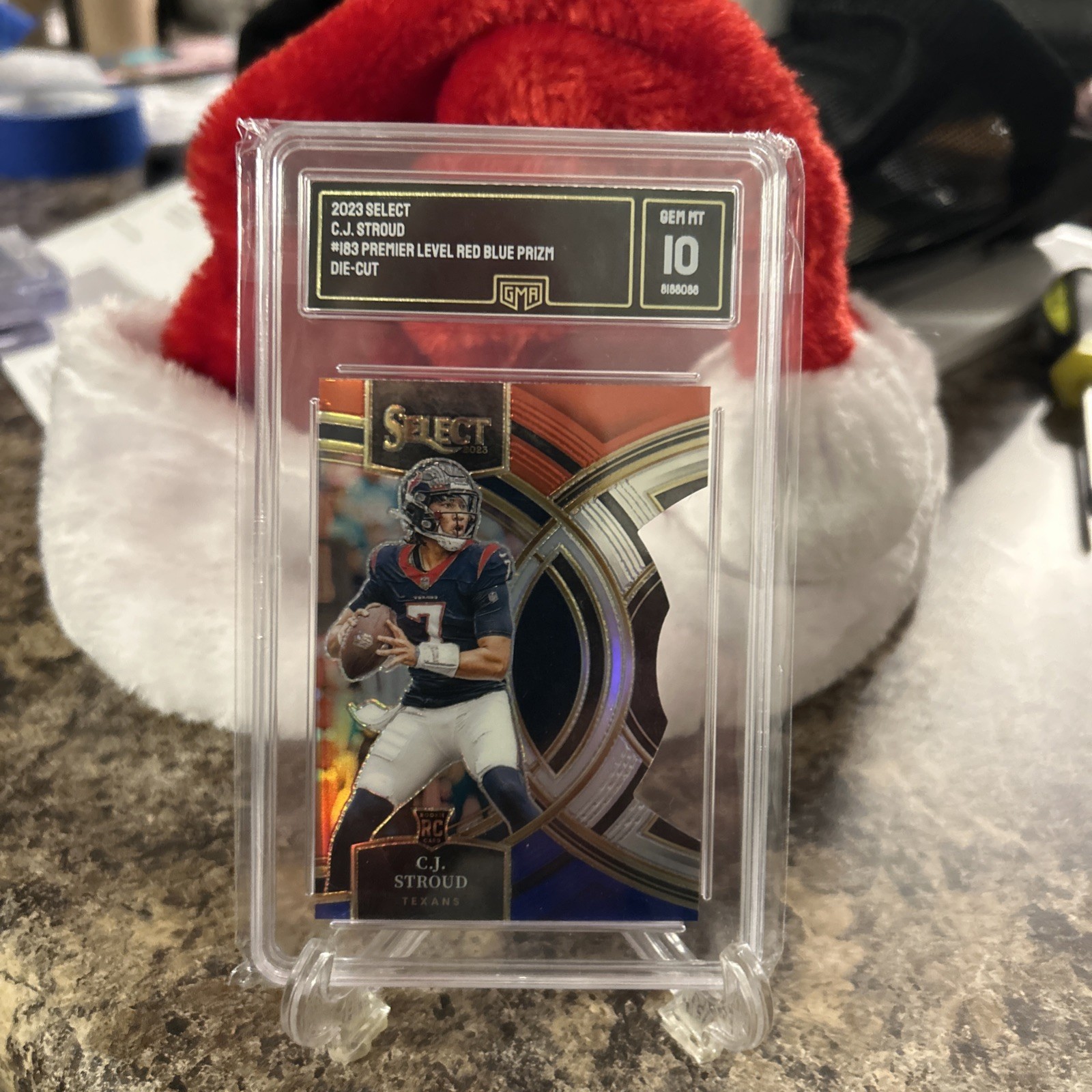 GEM! 2023 Select Premier Level💎GMA10💎C.J. Stroud #183 Red & Blue Die-Cut (RC)