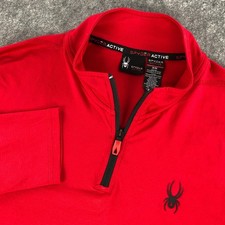 Spyder Active Pullover Mens Medium Red Quarter-Zip Long Sleeve Athletic Top