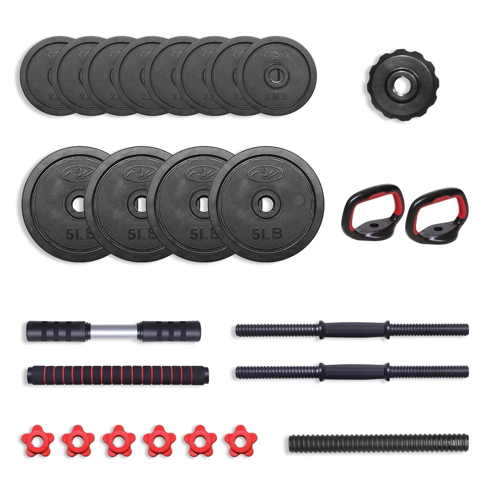 40LB 5 in 1 Adjustable Dumbbell Set Fitness Exercises Free Weight Set Home Gym