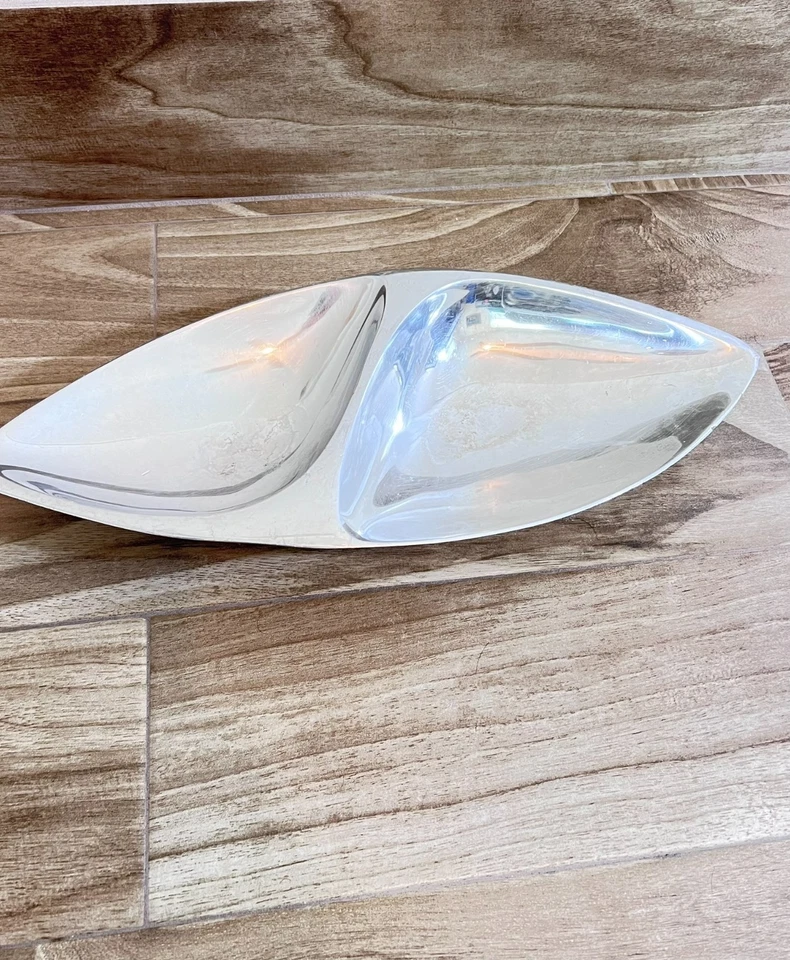 Vintage Mid-Century Modern Nambe Metal Dish 672 USA Made Double Serving Dish. - Image 2 of 4