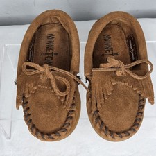 minnetonka moccasins Toddler Size 7 Hard Sole Brown Suede 2403