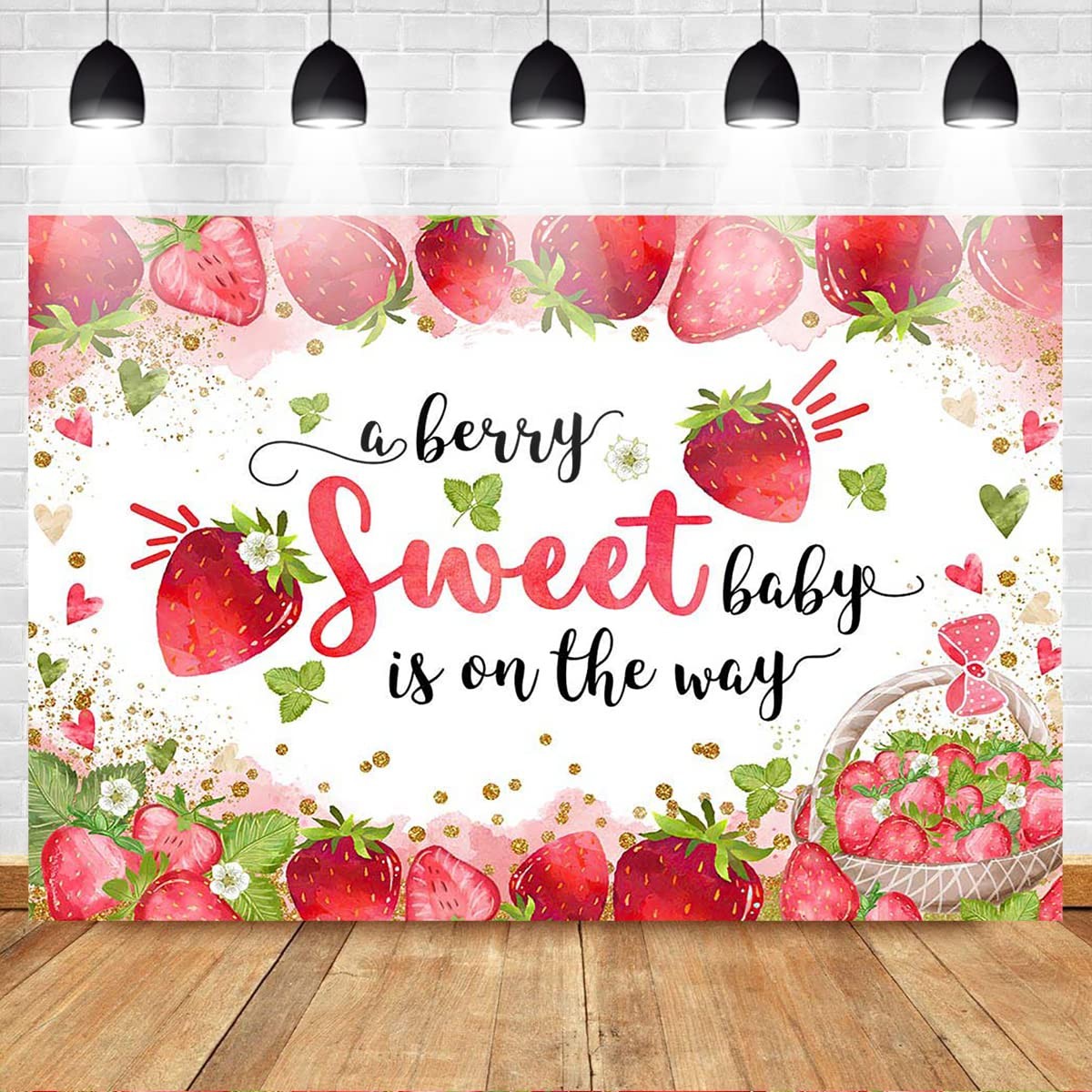 Merino Wool Socks Avezano Strawberry Baby Shower Banner - Berry Sweet Baby Welcome Door Decorations Outdoor Performance Socks