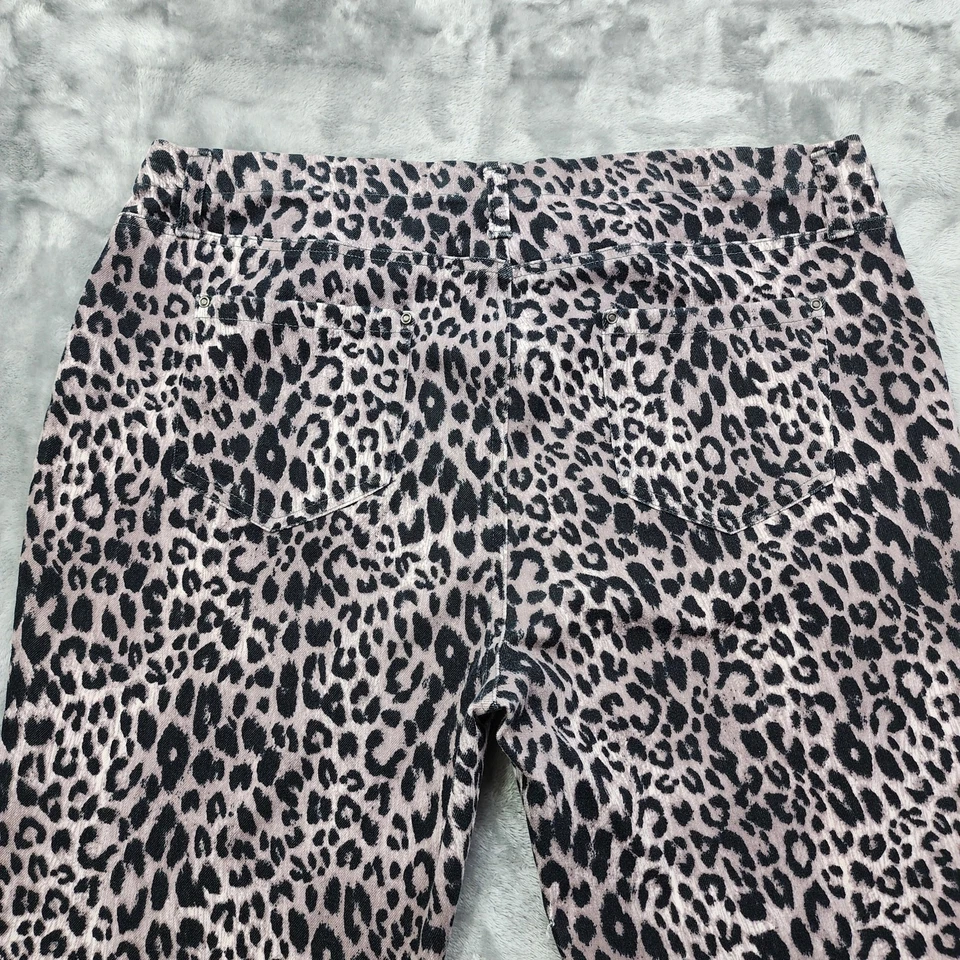 Faded Glory Jeans Womens XXL Black Tan Animal Print Jegging Skinny Pull On  - Image 3 of 4