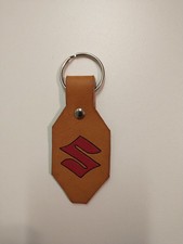 Suzuki Motorcycle Key Ring And Fob-red Leather Handmade