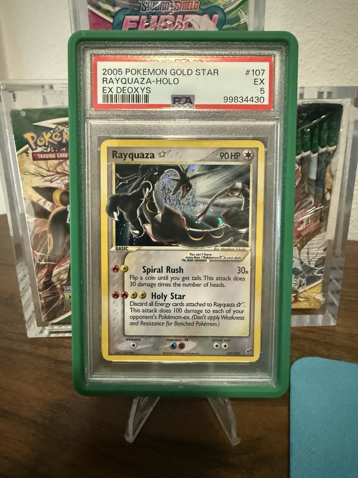 2005 Pokemon EX DEOXYS Gold Star Rayquaza #107 Holo PSA 5