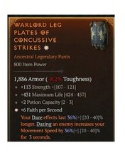 Diablo 4 S12 Warlord Leg Plates Of Concussive Strikes 1GA Legendary Pants Gear