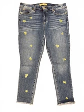 NWT New Joe's Jeans The Icon Skinny Mid Rise Jeans Embroidered Daisy 33