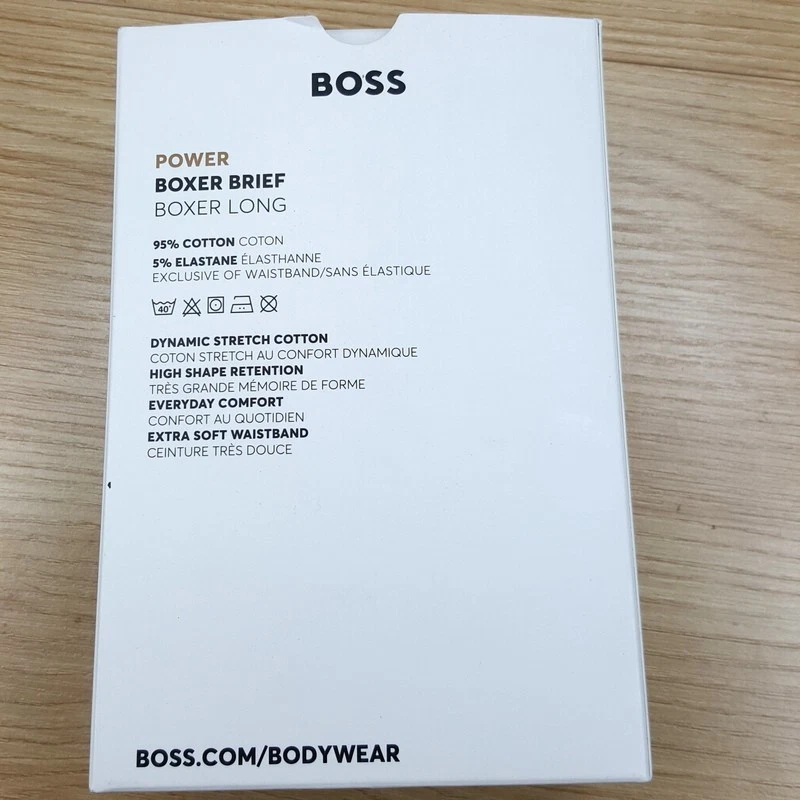 HUGO BOSS Boxer Briefs Mens Small Black Gray Purple 3-Pack Power Long Cotton - Image 4 of 4