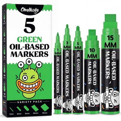 5 Oil Green Paint Pen - Oil Based Paint Markers for Metal, Fabric, Glass, Aut...