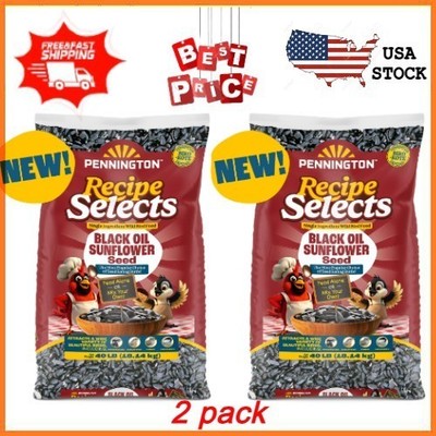 2 pack Pennington Recipe Selects Black Oil Sunflower Seed Dry Wild Bird Feed
