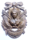 ANTIQUE FRENCH MARIANNE PIN BADGE / WWI PATRIOTIC MEDAL