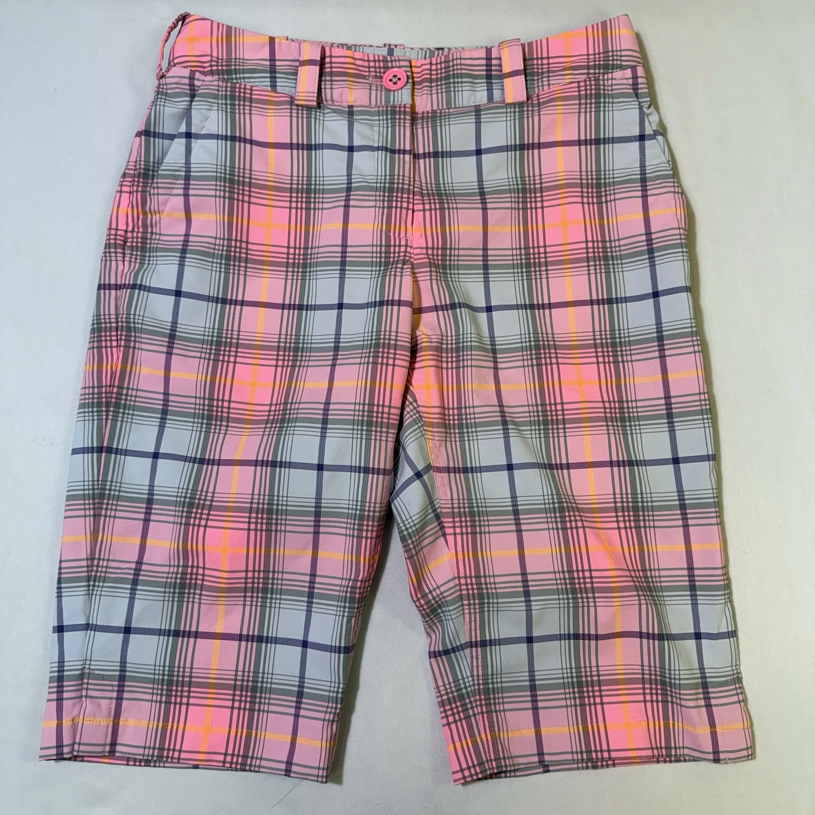 Bermuda Nike Golf Tour Performance da donna taglia 4 rosa a quadri 10" con cuciture interne