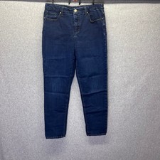 Chicos SO SLIMMING Girlfriend Jeans size 1 8 Ankle Mid Rise Dark Wash Stretch