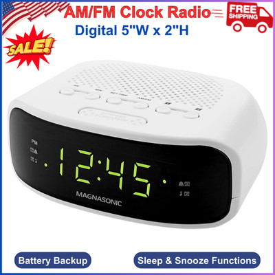 Digital AM/FM Clock Radio With Battery Backup, Dual Alarm, Sleep & Snooze, White