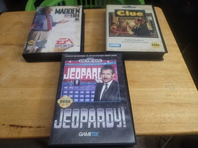 3 Sega Games Lot Complete - Madden 98, Clue, Jeopardy