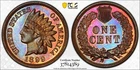 1899 P Indian Cent PCGS PR-65 BN EERC PHOTO SEAL RAINBOW TONING Rainbow Toning
