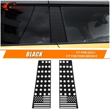 2PCS Black Window Pillar Post Cover Decoration Stickers For Ford Bronco 2021-23 