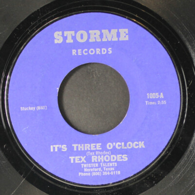 TEX RHODES: blue shadows / it's three o'clock STORME 7'' Single 45 RPM