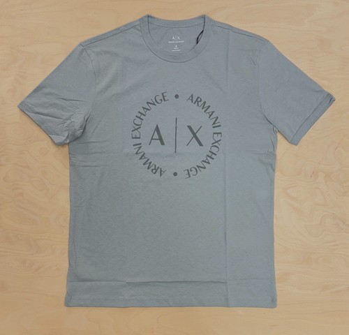 Armani Exchange Jeans XM708030 T-shirt Neutral Grey Round logo Reg Fit AX 8NZTCD - Picture 3 of 3