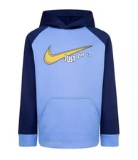 Boys 4-7 Nike Therma-FIT Raglan Swoosh Graphic Hoodie Blue Size 4