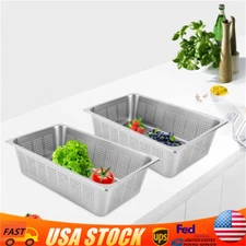 2 Pack Perforated Stainless Steel Steam Table Food Pan 6 inch Deep Hotel Pan